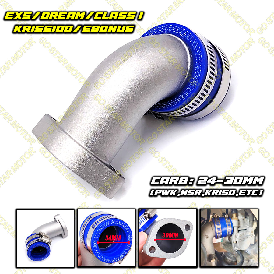 CUSTOM INTAKE PIKE 28MM (PNP CARBURETOR PE / PWK) = EX5 / EX5 DREAM / WAVE100 / CLASS-1