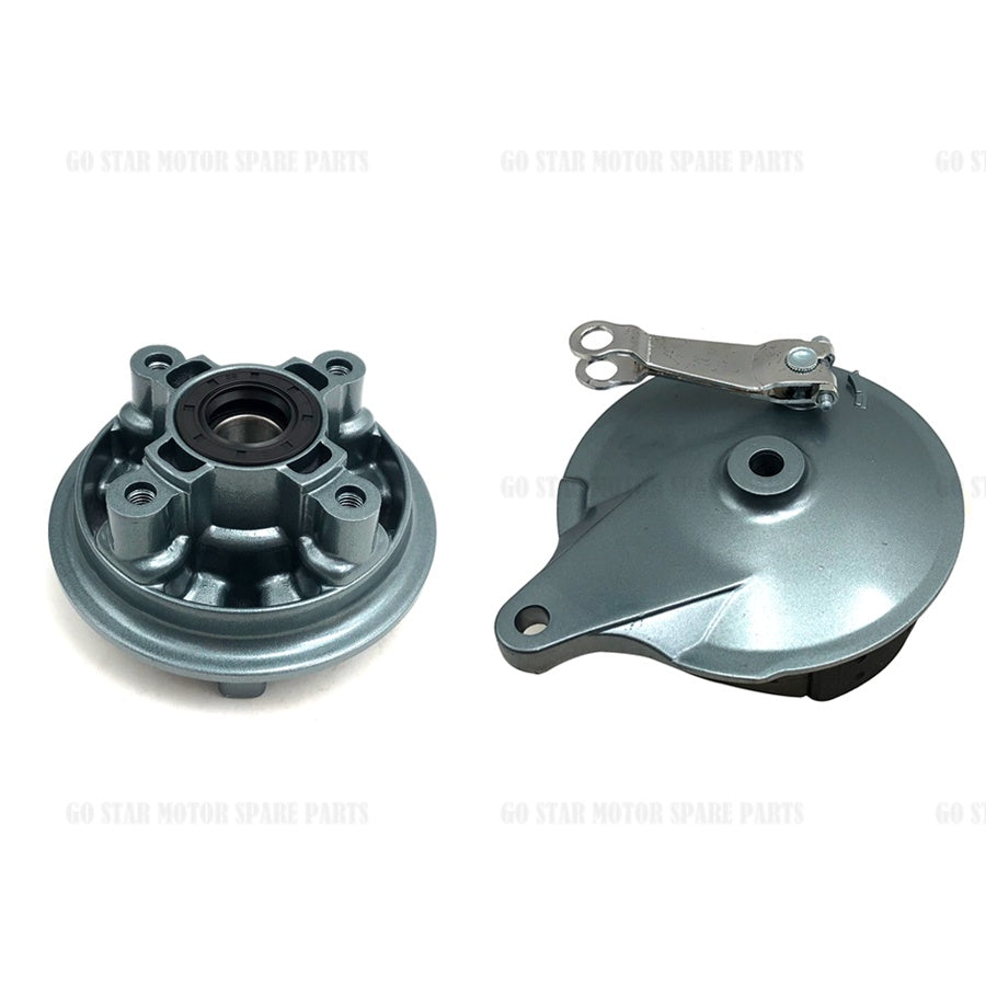 REAR BRAKE HUB PANEL & SPROCKET HUB (CHROME & GREEN) = LC135