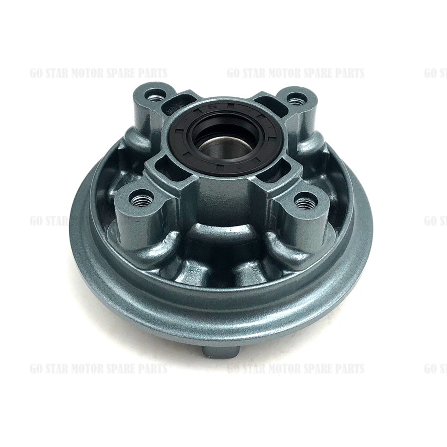 REAR BRAKE HUB PANEL & SPROCKET HUB (CHROME & GREEN) = LC135