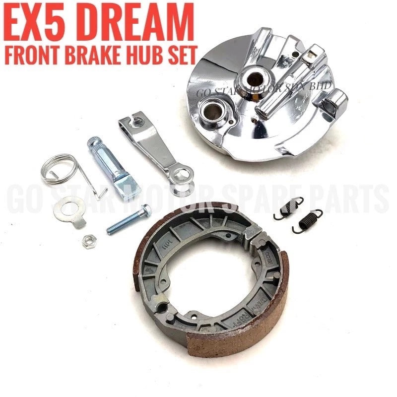 WAVE100 / EX5 DREAM = FRONT & REAR BRAKE PANEL & SPROCKET HUB (SILVER / CHROME)