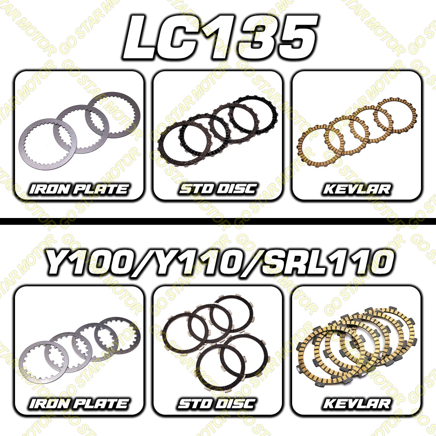 CLUTCH PLATE & IRON PLATE = LC135 / Y100 / Y110SS / LAGENDA110 / WAVE10 / DASH110 V1 / EX5 / CLASS / KRISS100 / FUTURE FI / WAVE125I / WAVE125 / WAVE125S / WAVE125X