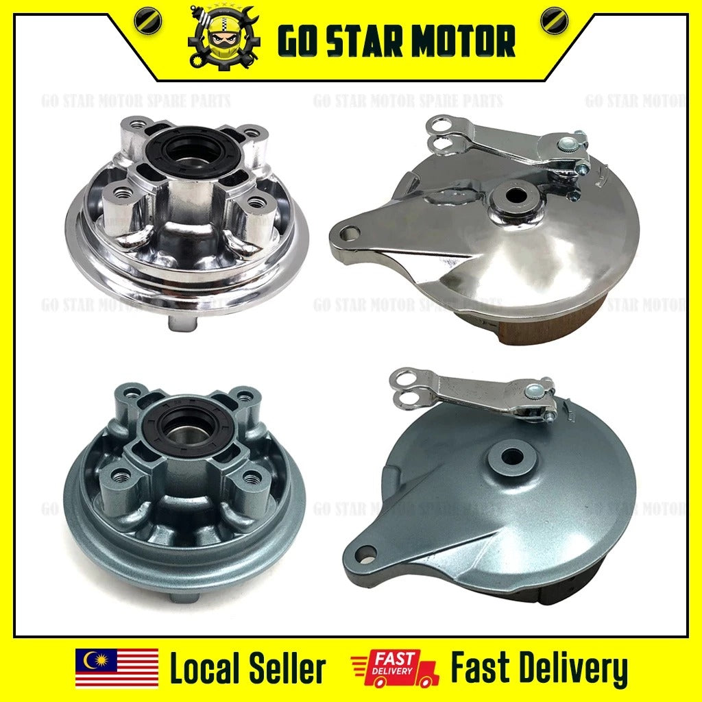 REAR BRAKE HUB PANEL & SPROCKET HUB (CHROME & GREEN) = LC135