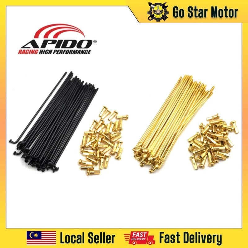 SPOKES AND NIPPLES SPOKE BLACK GOLD - JEJARI SPOKE LIDI 149 155 161 163 168 172 APIDO