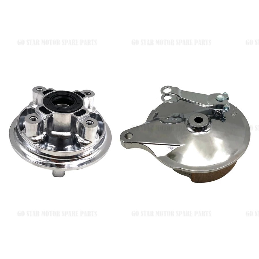REAR BRAKE HUB PANEL & SPROCKET HUB (CHROME & GREEN) = LC135