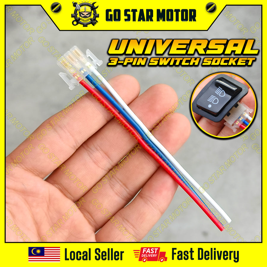 UNIVERSAL MOTORCYCLE 3-PIN SWITCH SOCKET / WIRE