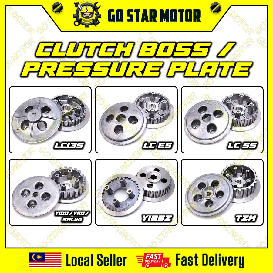 Clutch Boss & Pressure Plate (STANDARD) For LC135 / Y100 / Y110SS / LAGENDA110 / Y125Z / RXZ / TZM / EX5 HIGH POWER / EX5 DREAM / WAVE100 / CLASS1 / WAVE125 / FUTURE
