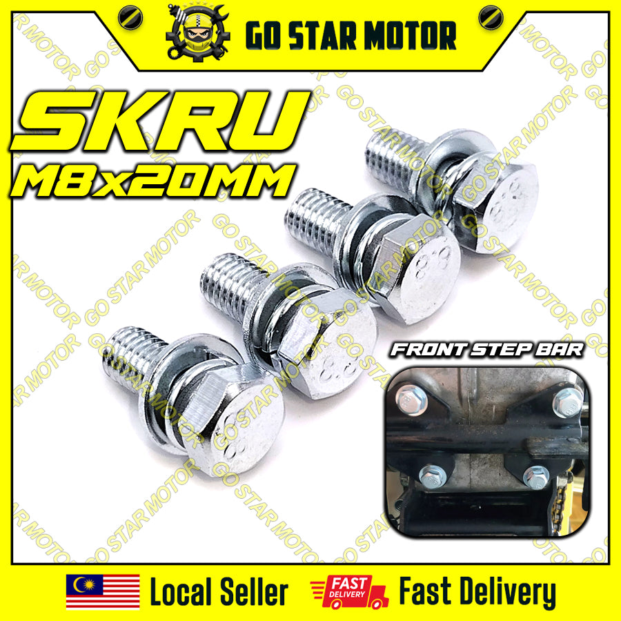 SCREW M8*20 = UNIVERSAL FRONT STEP BAR SCREW WITH SPRING WASHER