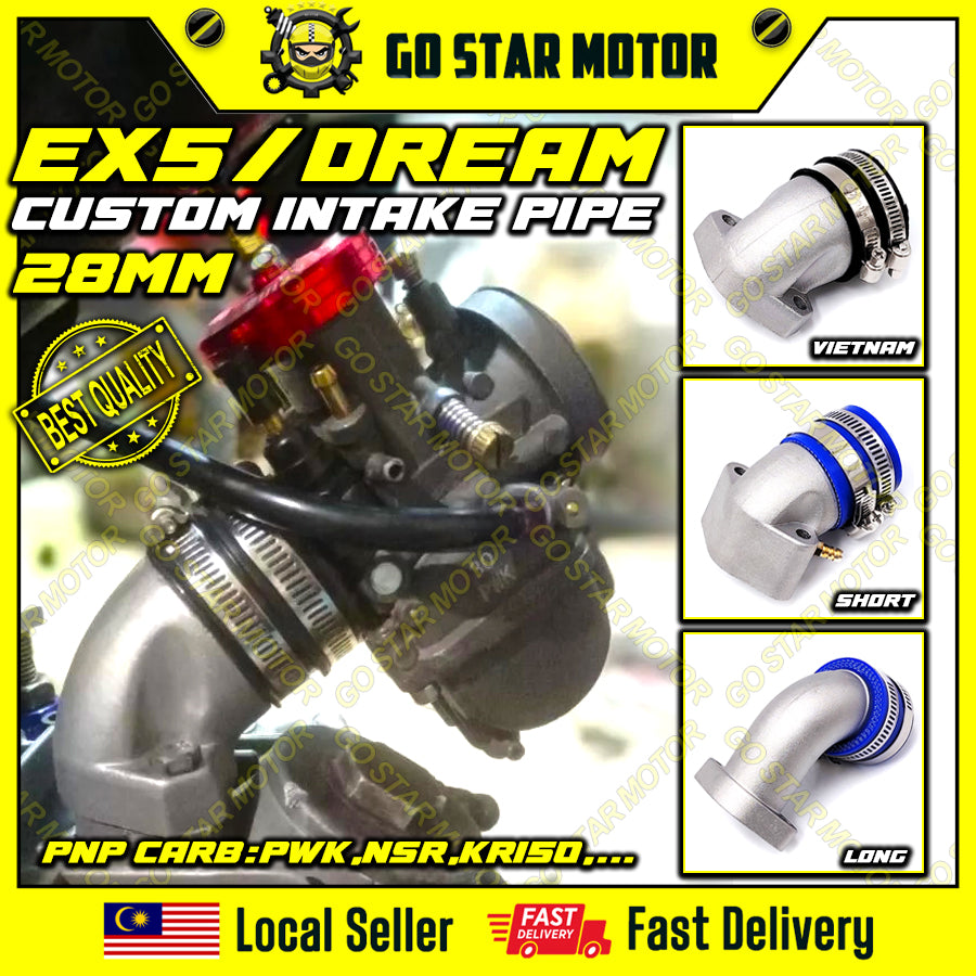 CUSTOM INTAKE PIKE 28MM (PNP CARBURETOR PE / PWK) = EX5 / EX5 DREAM / WAVE100 / CLASS-1