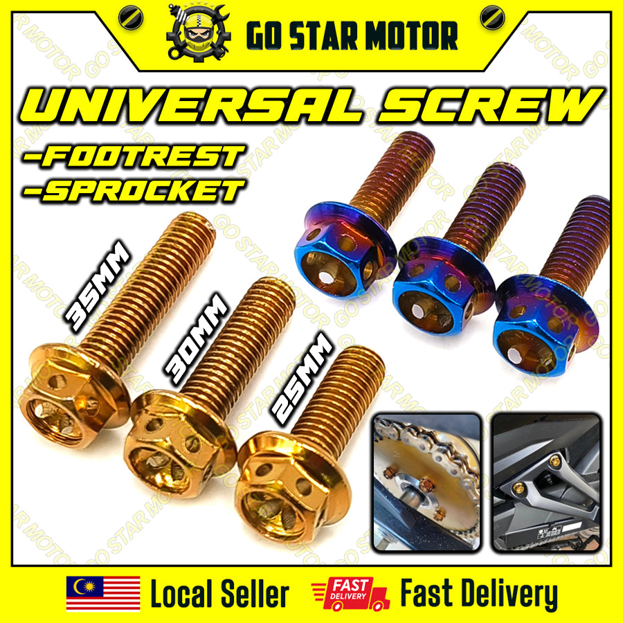 SCREW M8 (25MM / 30MM / 35MM) = UNIVERSAL SCREW SPROCKET / FOOTREST