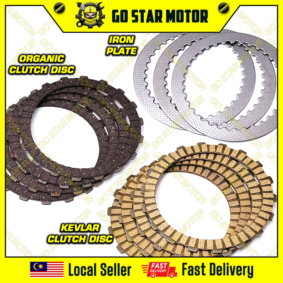 CLUTCH PLATE & IRON PLATE = LC135 / Y100 / Y110SS / LAGENDA110 / WAVE10 / DASH110 V1 / EX5 / CLASS / KRISS100 / FUTURE FI / WAVE125I / WAVE125 / WAVE125S / WAVE125X