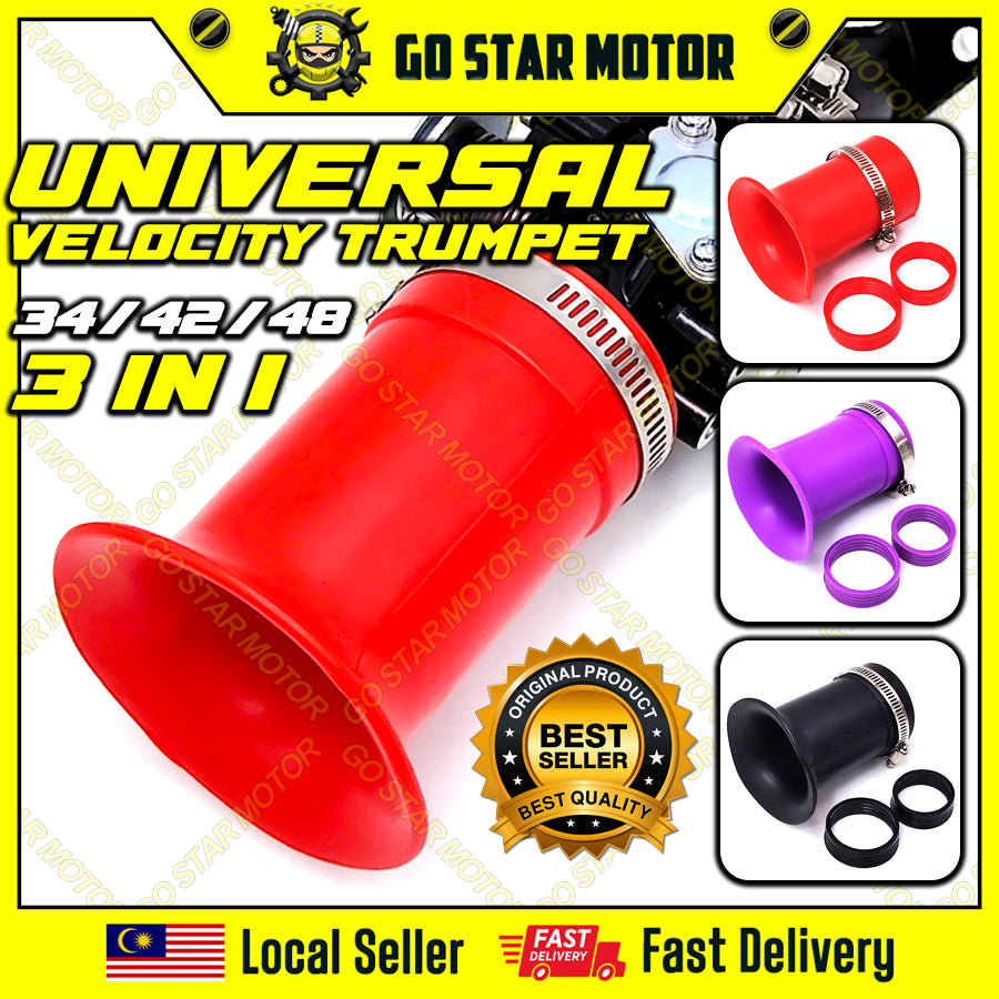 UNIVERSAL VELOCITY TRUMPET / THROTTLE BODY AIR HOSE 3IN1 (34MM & 42MM & 48MM)