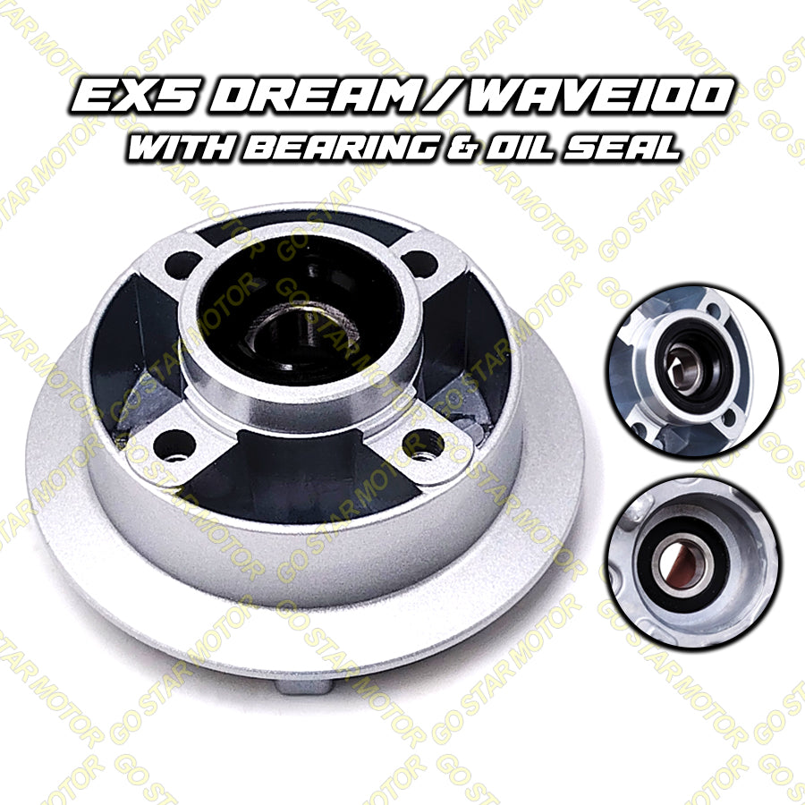 WAVE100 / EX5 DREAM = FRONT & REAR BRAKE PANEL & SPROCKET HUB (SILVER / CHROME)