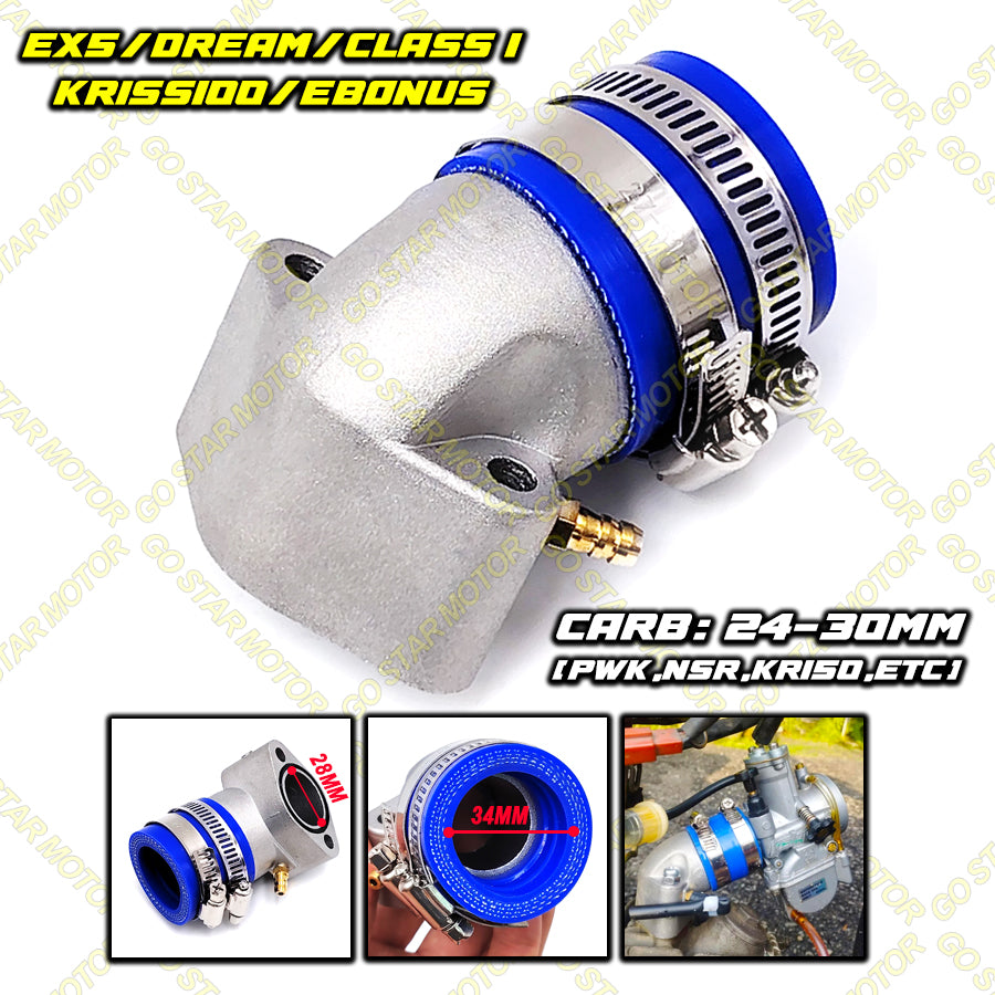 CUSTOM INTAKE PIKE 28MM (PNP CARBURETOR PE / PWK) = EX5 / EX5 DREAM / WAVE100 / CLASS-1