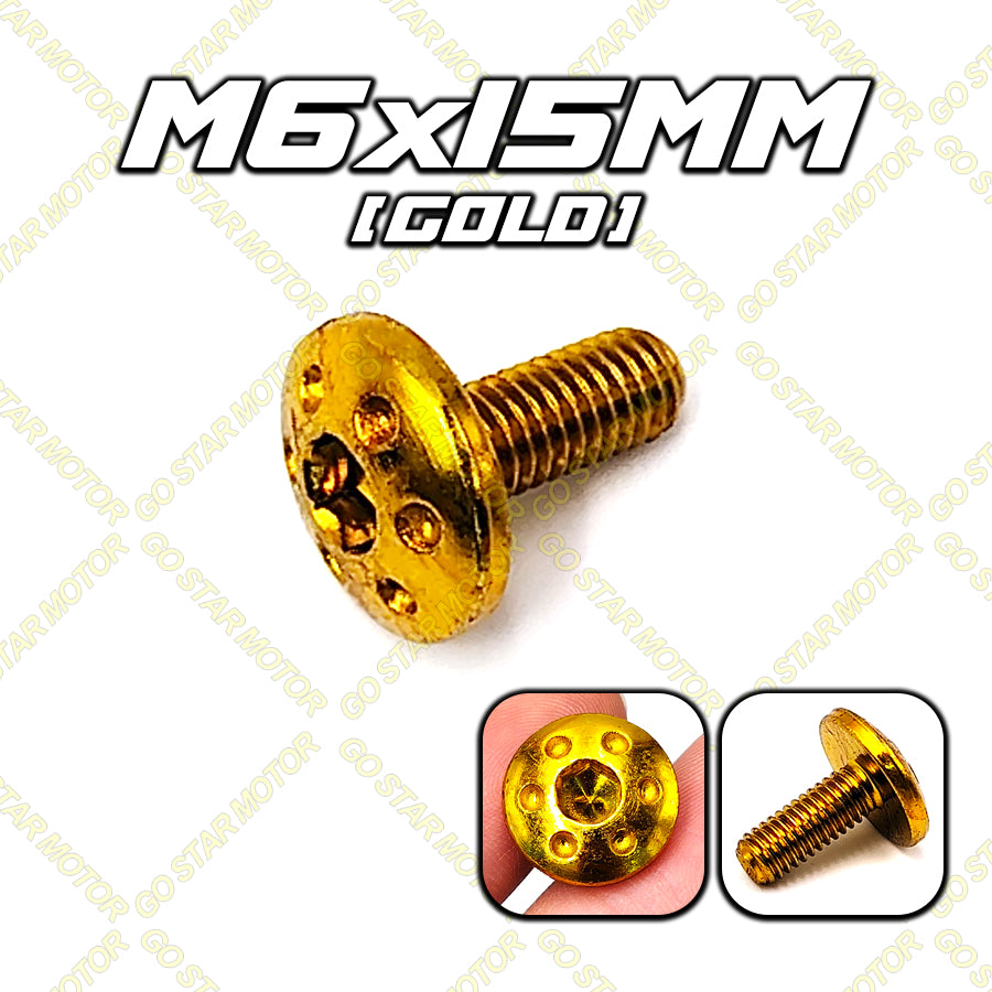 SCREW M6*15MM UNIVERSAL SCREW (GOLD / TITANIUM / PURPLE / GREEN / SILVER)