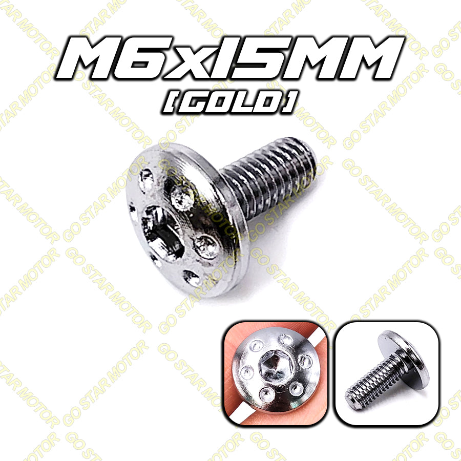 SCREW M6*15MM UNIVERSAL SCREW (GOLD / TITANIUM / PURPLE / GREEN / SILVER)