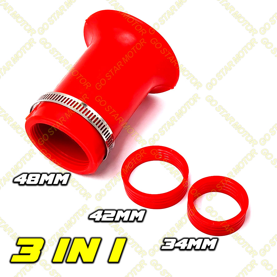 UNIVERSAL VELOCITY TRUMPET / THROTTLE BODY AIR HOSE 3IN1 (34MM & 42MM & 48MM)