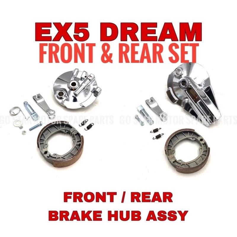 WAVE100 / EX5 DREAM = FRONT & REAR BRAKE PANEL & SPROCKET HUB (SILVER / CHROME)