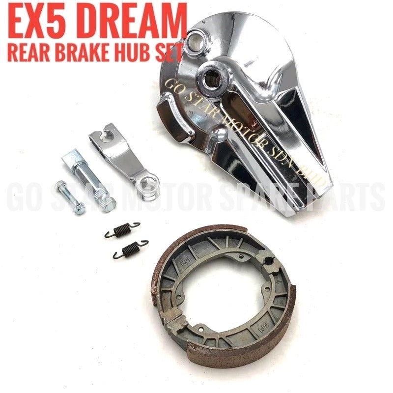 WAVE100 / EX5 DREAM = FRONT & REAR BRAKE PANEL & SPROCKET HUB (SILVER / CHROME)