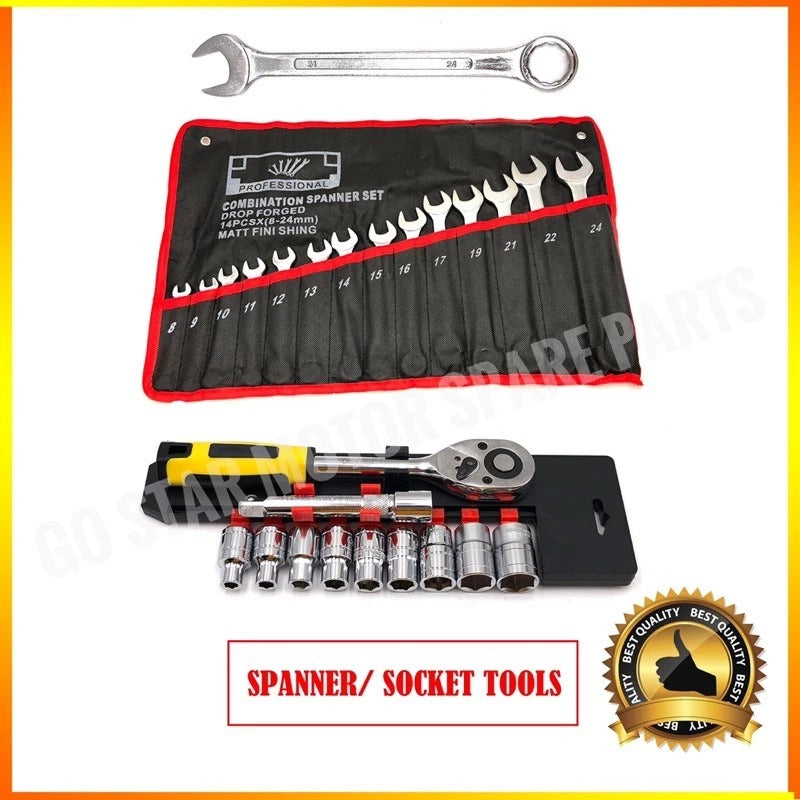 Set Soket Sepana Ratchet Perkakasan Kit Pembaikan Vanadium 12pcs Alat (8 HINGGA 21MM)