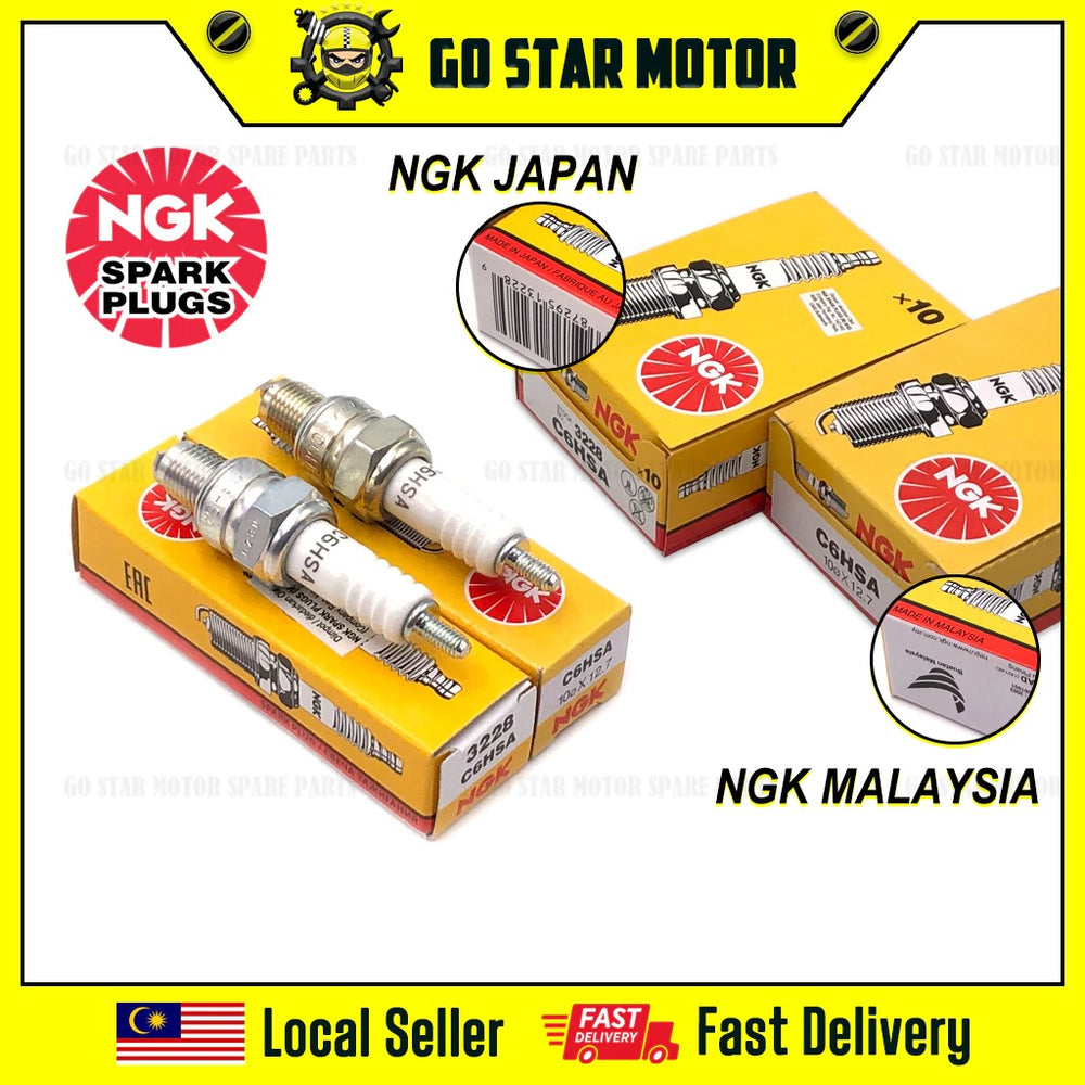 NGK SPARK PLUG = C6HSA (EX5 / WAVE100 / C70 / GBO / FAME / GT128 / KRISS / DEMAK / SYM BONUS)