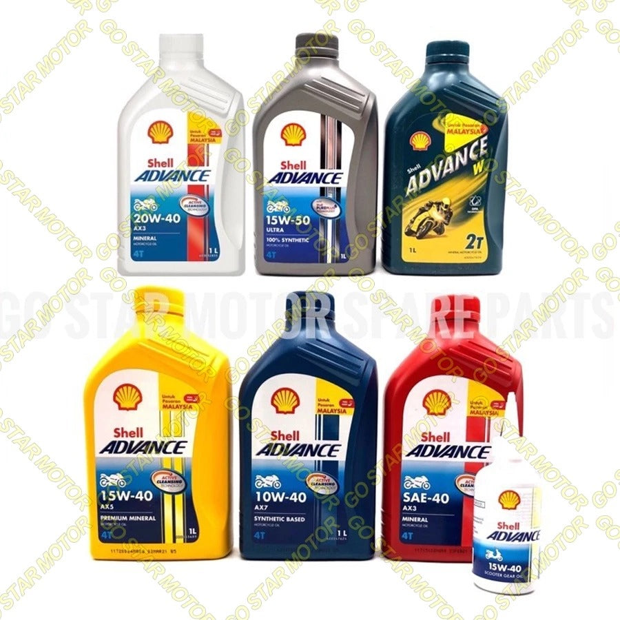 SHELL ADVANCE AX3 AX4 AX5 VSX W 2T 4T MINYAK ENJIN MOTOSIKAL MINERAL PREMIUM Semi / Sepenuhnya Sintetik