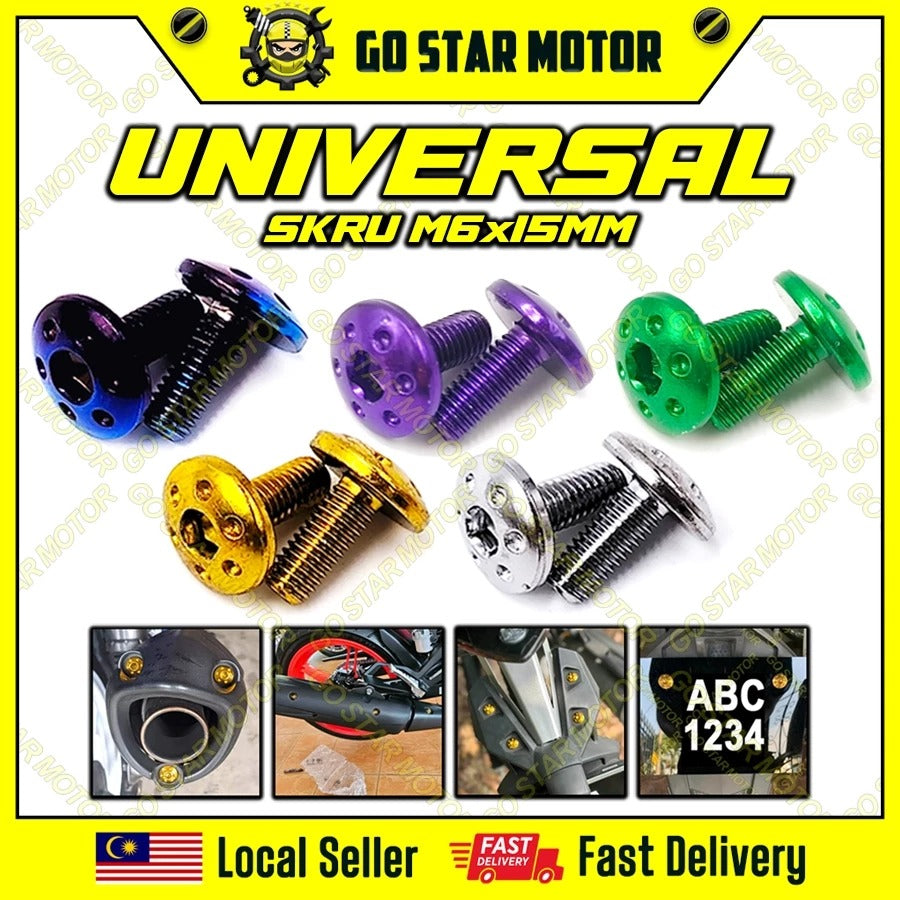 UNIVERSAL SCREW M6*15MM (FENDER / EXHAUST COVER / ETC.)