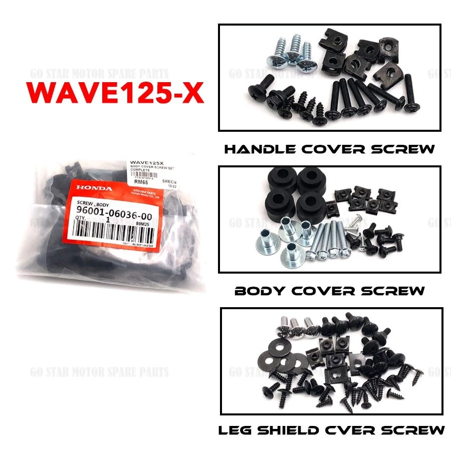 SKRU BADAN PENUTUP LENGKAP PENUH WAVE125X - OEM KUALITI TINGGI