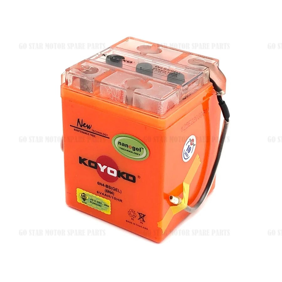 KOYOKO NANOGEL BATTERY (6N4-BS) HONDA C50 / C70 / C90 / YAMAHA Y80 / RXS / SUZUKI FR80 / TRS / RC80 / A100 / A125