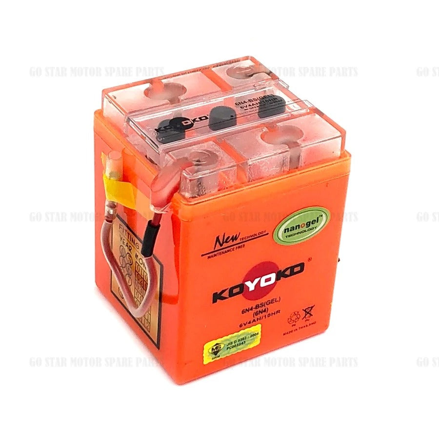 KOYOKO NANOGEL BATTERY (6N4-BS) HONDA C50 / C70 / C90 / YAMAHA Y80 / RXS / SUZUKI FR80 / TRS / RC80 / A100 / A125