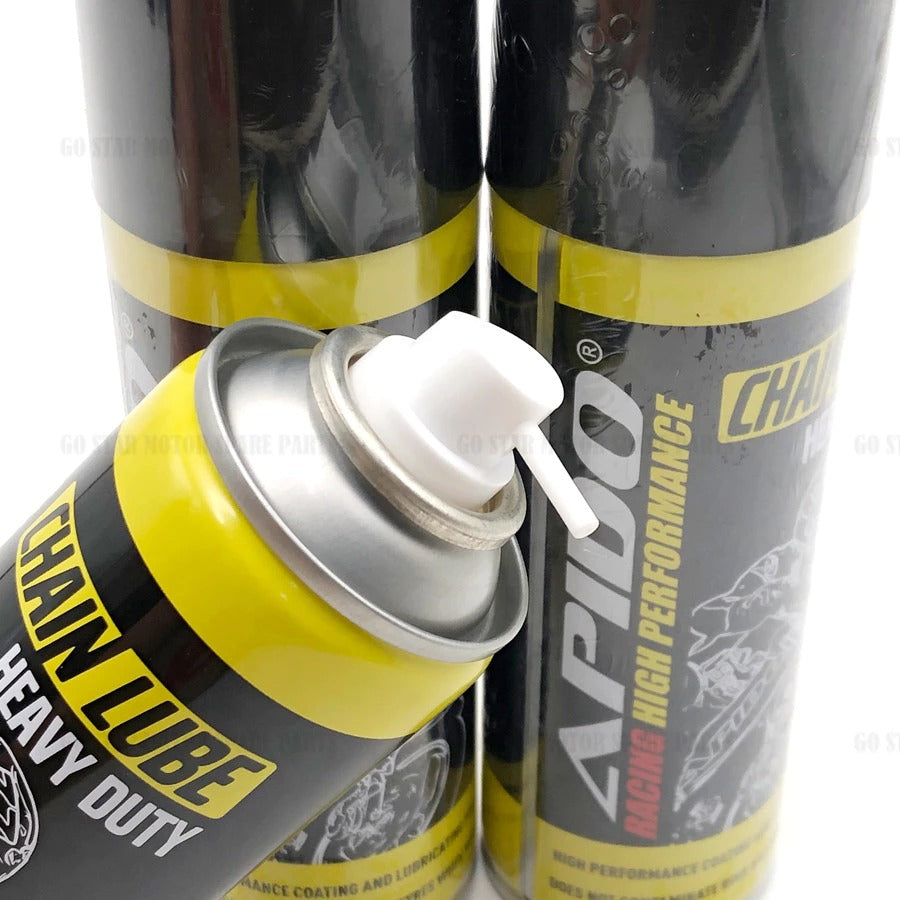 PENGHANTARAN KE MALAYSIA BARAT SAHAJA !!! APIDO HEAVY DUTY CHAIN LUBE MINYAK RANTAI OIL 240ML HD LUBRICANT SPRAY BRUSH