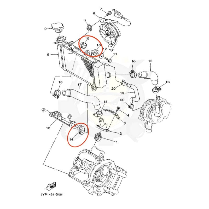 (3Pcs/Set) - Getah Tangki Air Radiator Atas Bawah Set