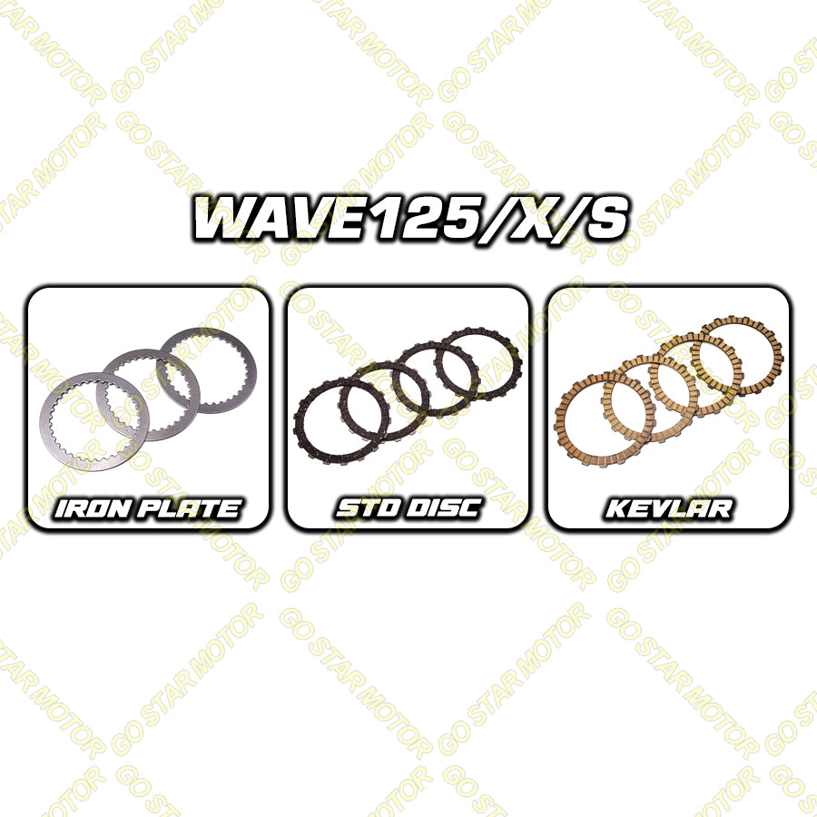 CLUTCH PLATE & IRON PLATE = LC135 / Y100 / Y110SS / LAGENDA110 / WAVE10 / DASH110 V1 / EX5 / CLASS / KRISS100 / FUTURE FI / WAVE125I / WAVE125 / WAVE125S / WAVE125X